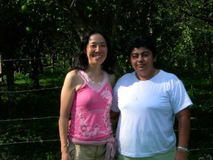 Miho Ota and a woman of the Guatemala women group